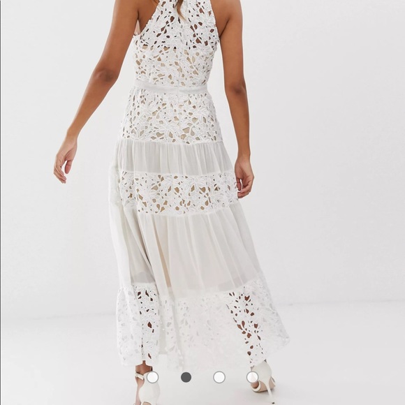 White High neck lace panelled dress - Picture 4 of 4